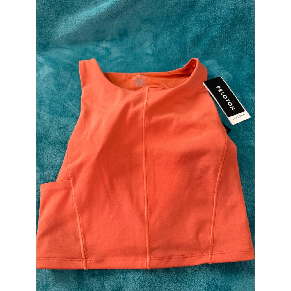 Peloton Emma Lovewell Cadent Shelf Bra Tank 207 Coral Orange WT00959-841-S Small
